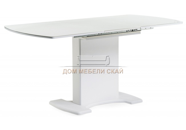 Стол обеденный раскладной Палмер 120, белый/белое стекло