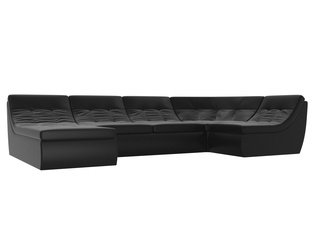 П-образный угловой диван Холидей, черный/экокожа