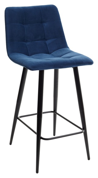 Полубарный стул CHILLI-QB, велюр синий #29/черный каркас
