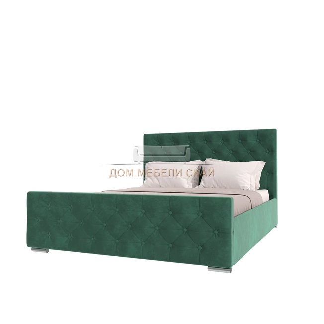 Кровать двуспальная 180х200 ИНТЕРО с ПМ, велюр зеленый