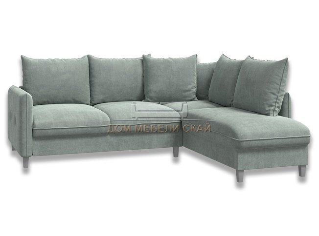 Угловой диван-кровать Лофт, светло-серый велюр
