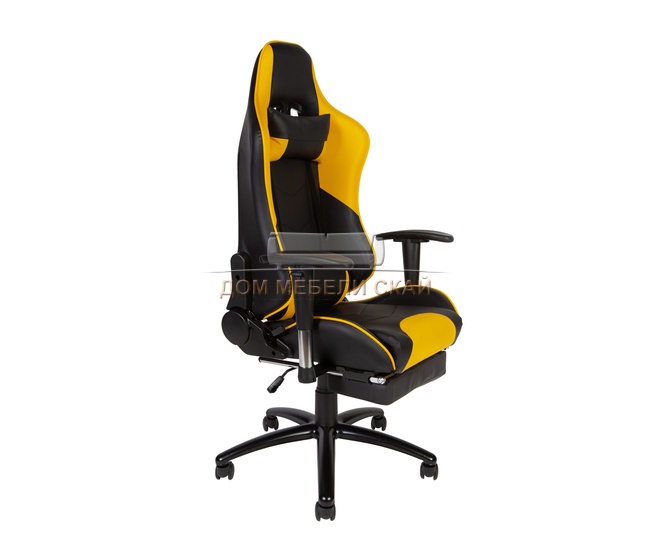 Игровое кресло Lotus GTS с реклайнером, черно-желтая экокожа