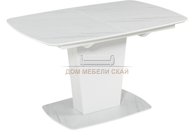 Стол обеденный раздвижной COOPER 130, белый мрамор/белый