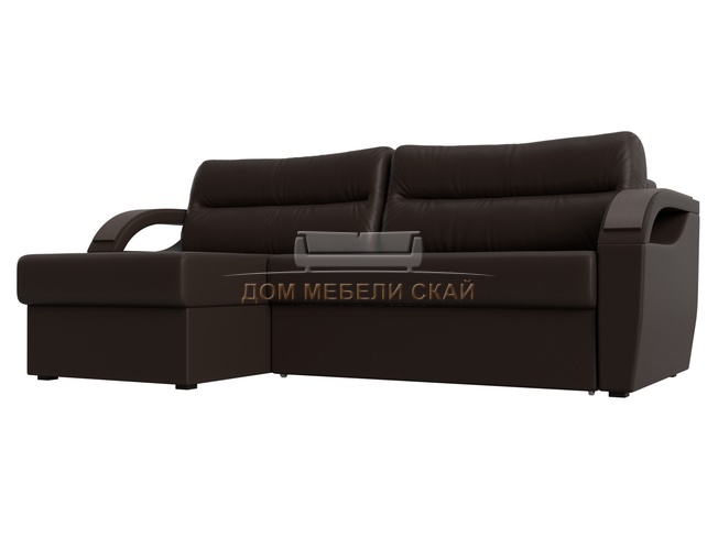 Угловой диван-кровать левый Форсайт, коричневый/экокожа