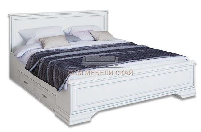 Кровать двуспальная Кентаки LOZ/180 с выкатными ящиками, белый
