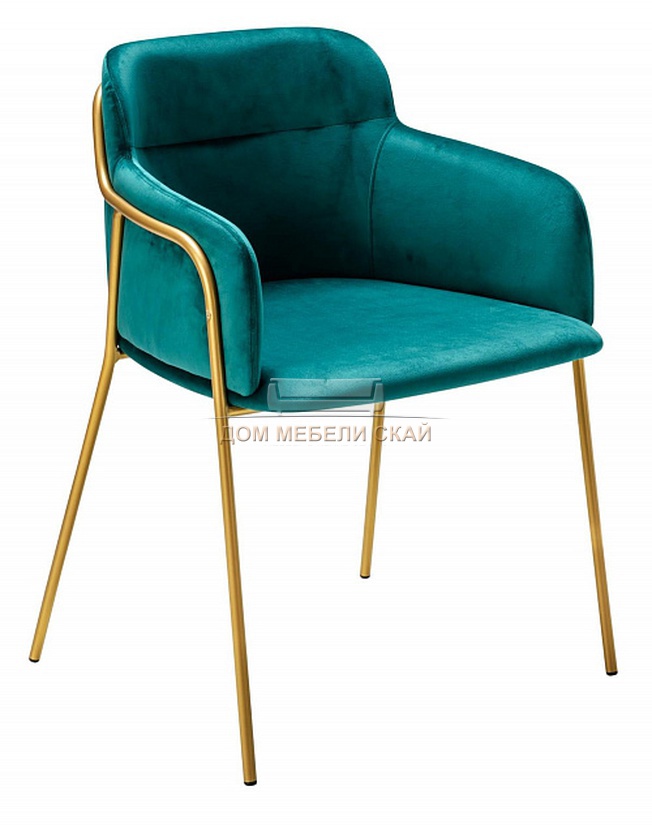 Стул-кресло Strike, бархат бирюзового цвета aquamarine/золото