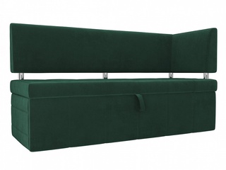 Кухонный диван Стоун с правым углом, зеленый велюр