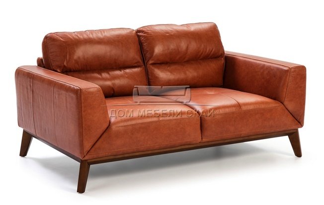 Диван 2-местный кожаный KF1016-2P, светло-коричневый