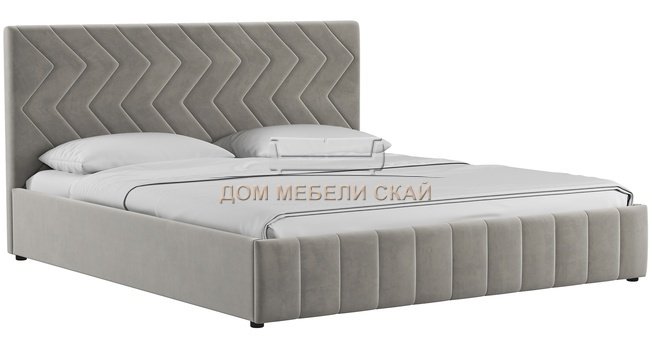 Кровать двуспальная Милана 180х200 с ПМ, лекко фог светлый кварцевый серый