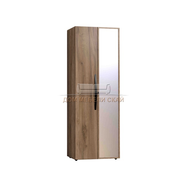 Шкаф 2-дверный для одежды с зеркалом Nature 54, дуб табачный craft