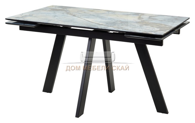 Стол обеденный раскладной НЕО-2 140, стекло магеллан/черный