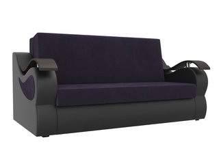 Диван-кровать аккордеон Меркурий, фиолетовый/черный/велюр/экокожа