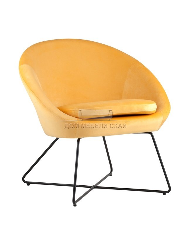 Стул-кресло Колумбия, велюровый желтого цвета