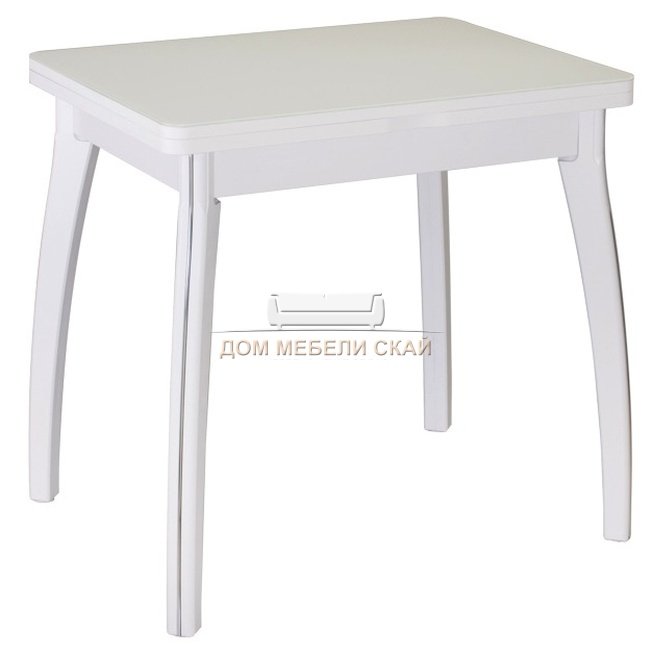 Стол обеденный раскладной Чинзано М-7, белый/белое стекло