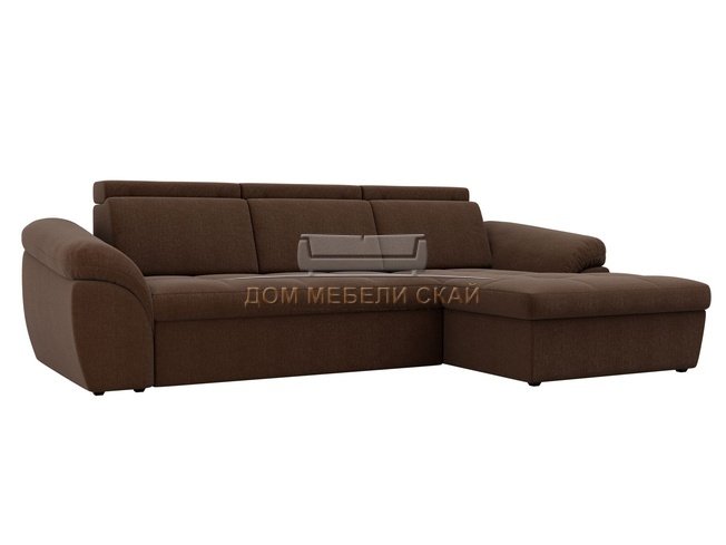 Угловой диван-кровать правый Мисандра, коричневый/рогожка
