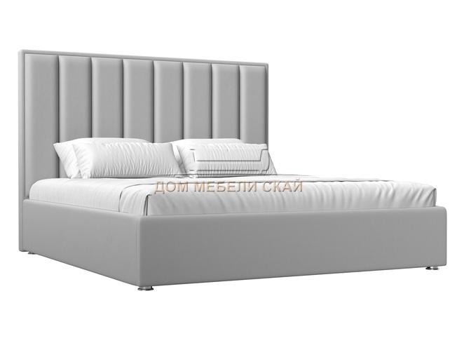 Кровать двуспальная 160x200 Афродита с ПМ, белая экокожа