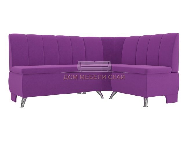 Кухонный угловой диван правый Кантри, фиолетовый/микровельвет