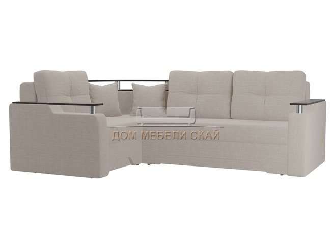 Угловой диван-кровать левый Комфорт, бежевый/рогожка