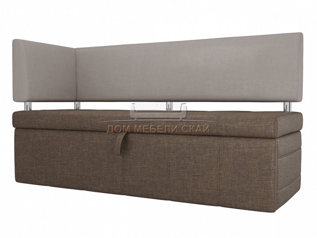 Кухонный диван Стоун с левым углом, коричневый/бежевый/рогожка