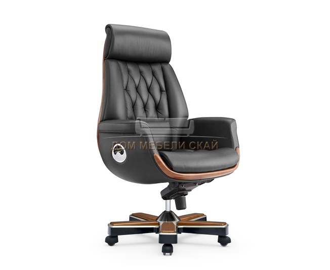 Офисное кресло Трон, черная натуральная кожа
