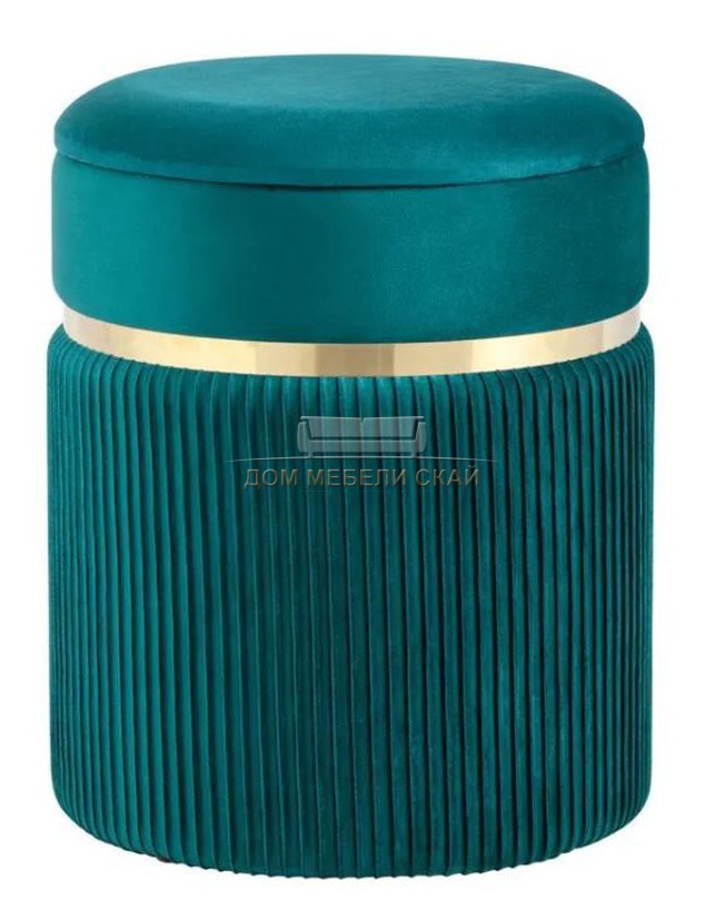 Пуф Миранда с ящиком, велюр бирюзовый