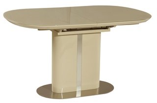 Стол обеденный раскладной DISCOVERY 140, лак ваниль со стеклом