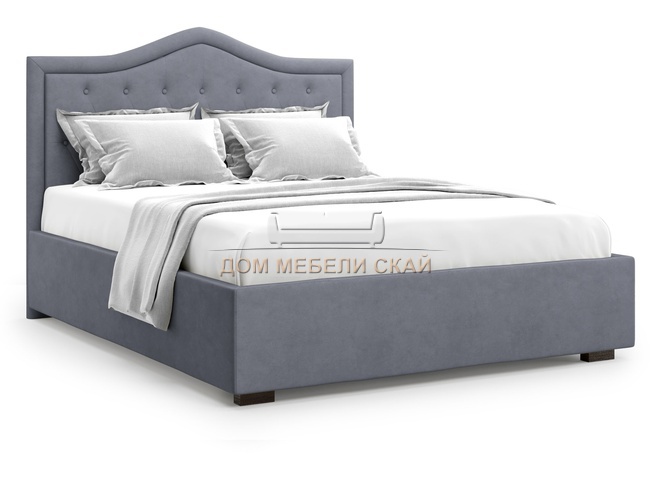 Кровать полутороспальная 140x200 Tibr, серый велюр velutto 32