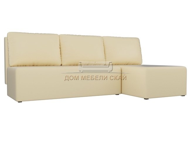 Угловой диван-кровать правый Поло, бежевый/экокожа