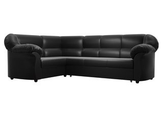 Угловой диван-кровать левый Карнелла, черный/экокожа
