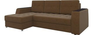 Угловой диван-кровать левый Эмир Б/С, коричневый/микровельвет