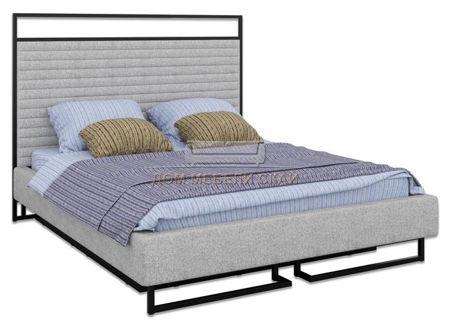 Кровать полутороспальная 140x200 Loft Грейс с подъемным механизмом и ящиком, серый