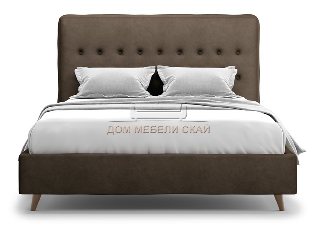 Кровать двуспальная 180x200 Bergamo Lux, шоколадный велюр velutto 23