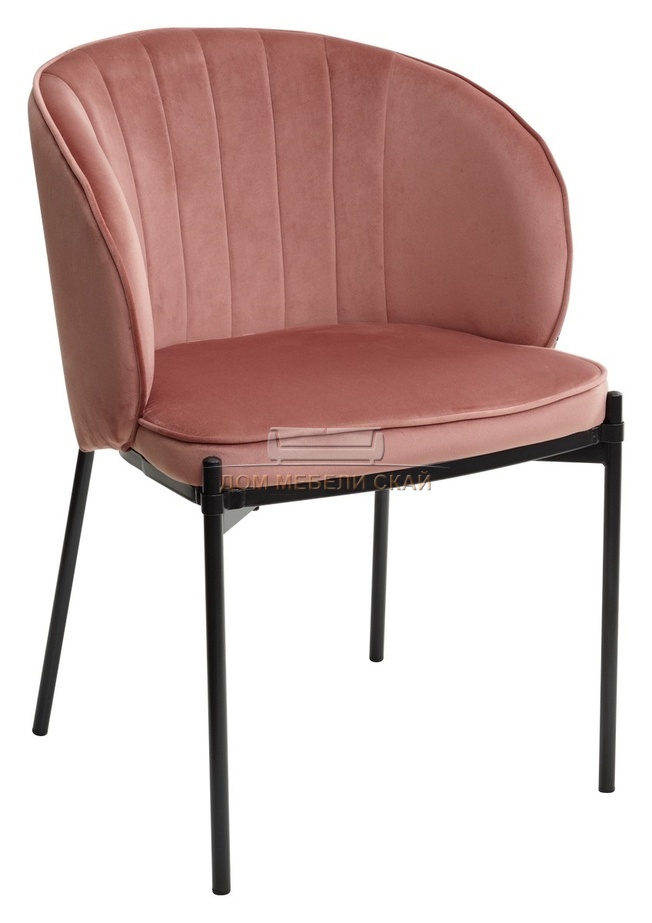 Стул DIANA, BLUVEL-52 велюровый розового цвета/черный каркас