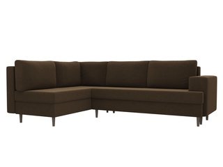 Угловой диван-кровать левый Сильвана, коричневый/микровельвет