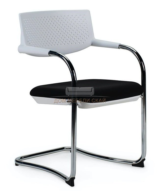 Кресло офисное Самба, white CF хром/белый пластик/черная ткань
