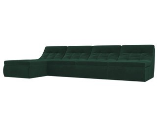 Угловой модульный диван-кровать левый Холидей, зеленый/велюр