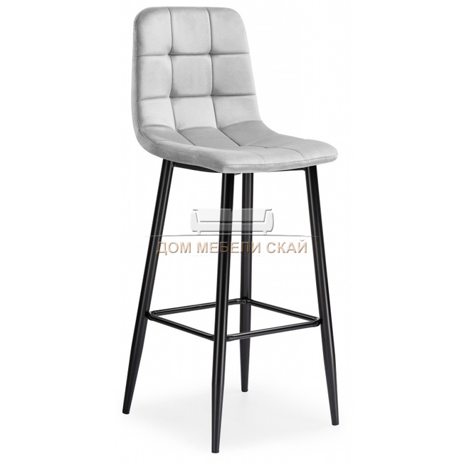 Барный стул Chio, велюровый светло-серого цвета light gray/black