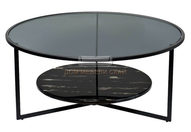 Журнальный стол круглый с темным стеклом 57EL-CT181A