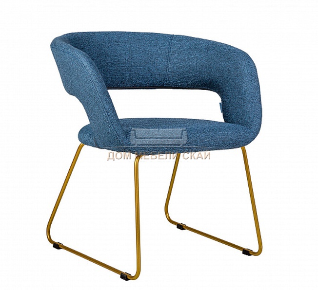 Стул-кресло Walter, рогожка темно-синего цвета блю арт/линк золото