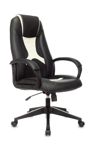 Кресло игровое TopChairs ST-Cyber 8, черно-бежевая экокожа/крестовина пластик