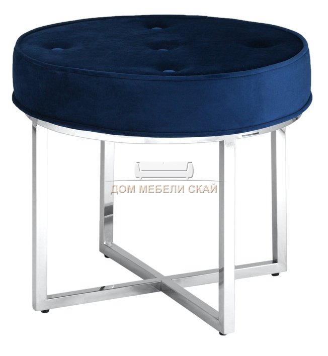 Банкетка Сапфир, серебро/синий вельвет