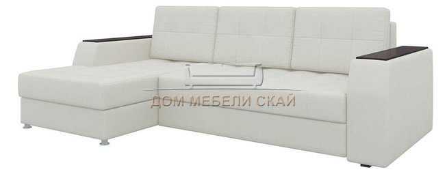 Угловой диван-кровать левый Эмир Б/С, белый/экокожа