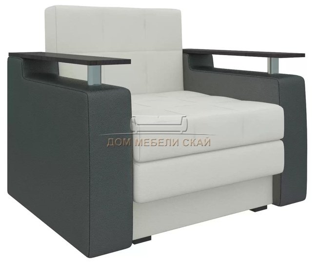 Кресло-кровать Мираж, белое/черное/экокожа