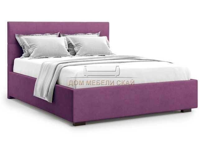 Кровать полутороспальная 140x200 Garda без подъемного механизма, фиолетовый велюр velutto 15