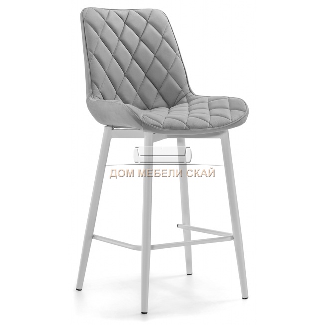 Барный стул Баодин, велюровый серого цвета velutto 52/белый