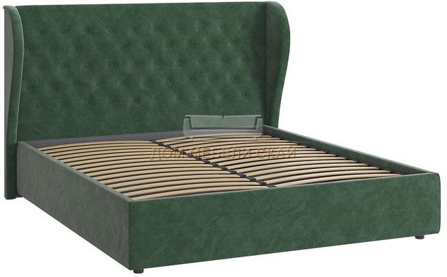 Кровать двуспальная 160x200 Жасмин, малахитовый велюр