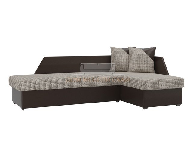 Угловой диван-кровать правый Андора, корфу 02/коричневый/корфу/экокожа