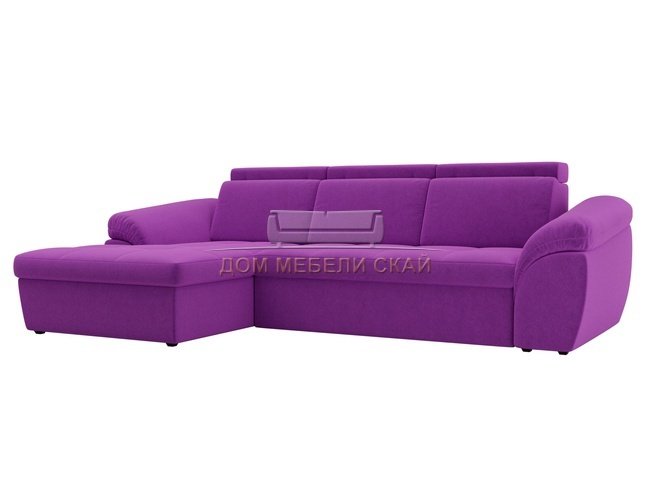 Угловой диван-кровать левый Мисандра, фиолетовый/микровельвет