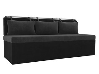 Кухонный диван со спальным местом Метро, серый/черный/велюр