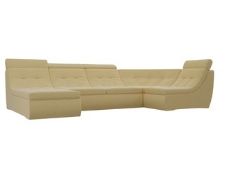 П-образный угловой диван Холидей Люкс, желтый/микровельвет
